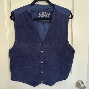 Vintage Satrel Men's Blue Genuine Leather Western Vest large
